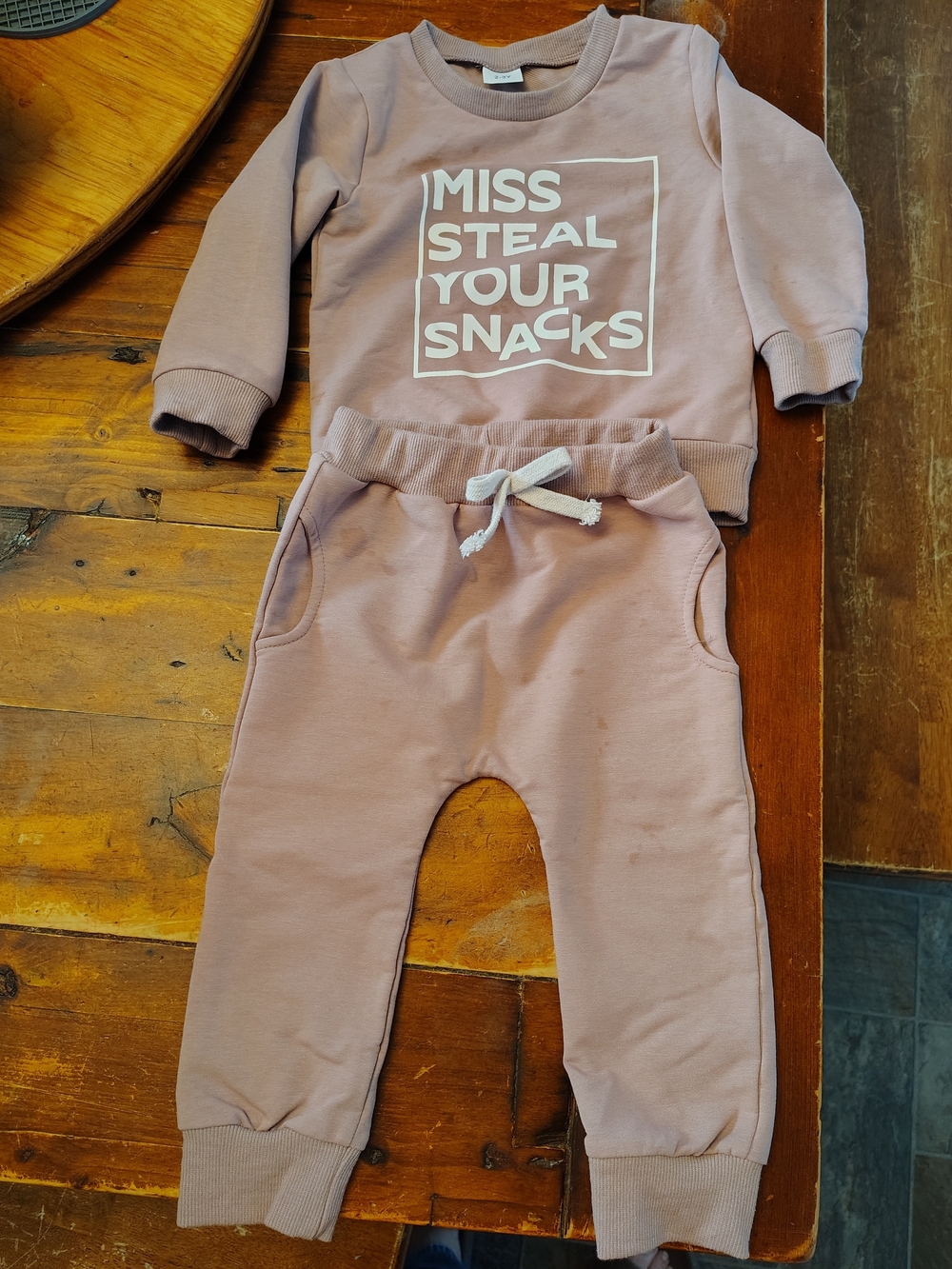 Kids' Pink Cozy Jogger Set - 'Miss Steal Your Snacks'